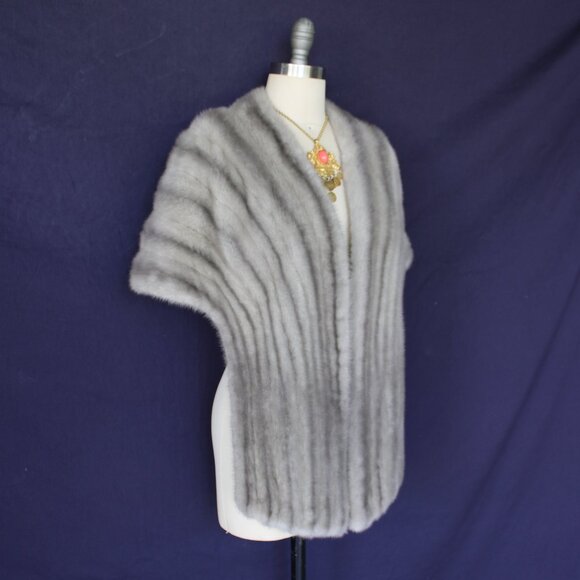 James Fong Fur Co.Vintage gray Mink fur stole wrap cape coat Jacket shawl - Picture 2 of 10